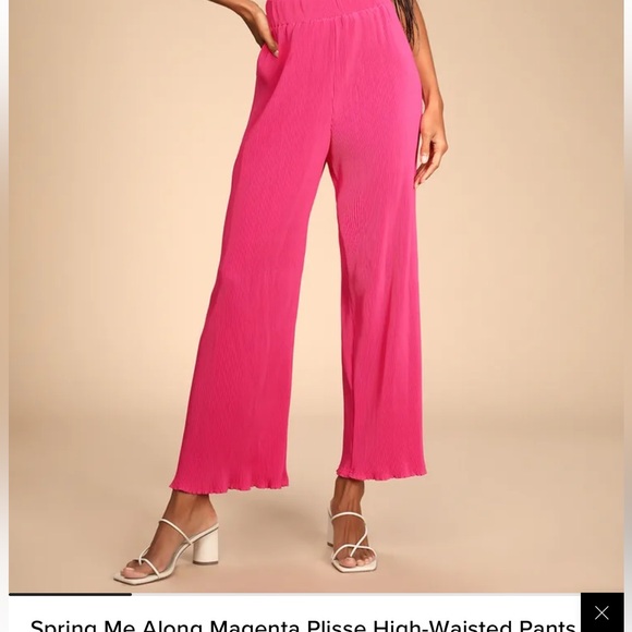 Spring Me Along Magenta Plisse High-Waisted Pants - Picture 3 of 7